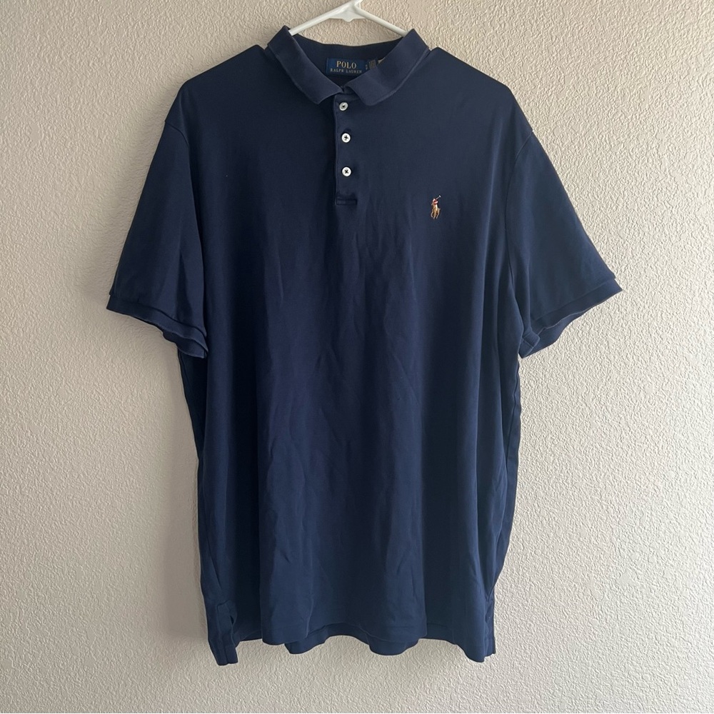 Polo Ralph Lauren Men's Navy Blue Flesh Pony Polo Shirt XL